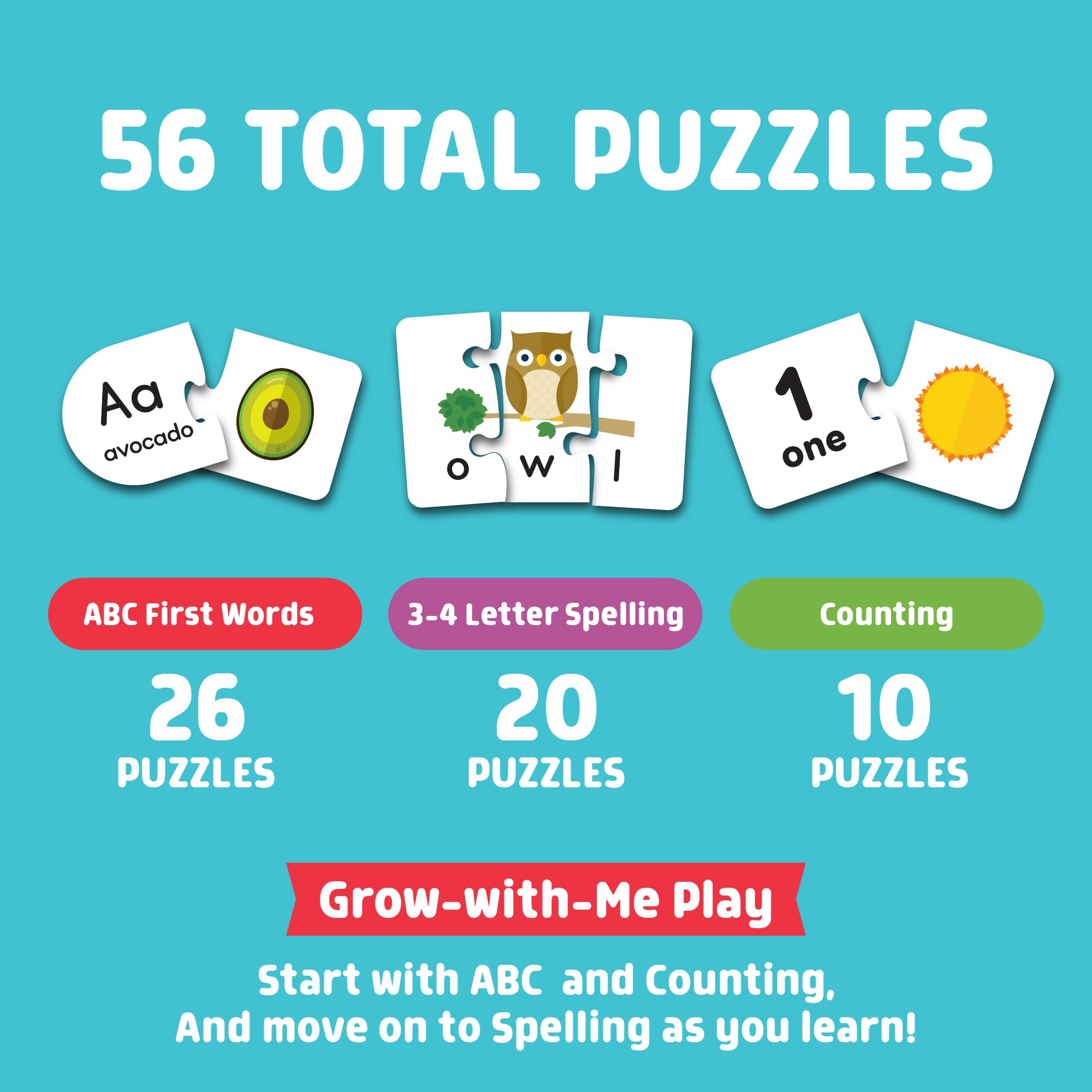 Chuckle & Roar abc-first-words puzzle illustrates letters for early literacy