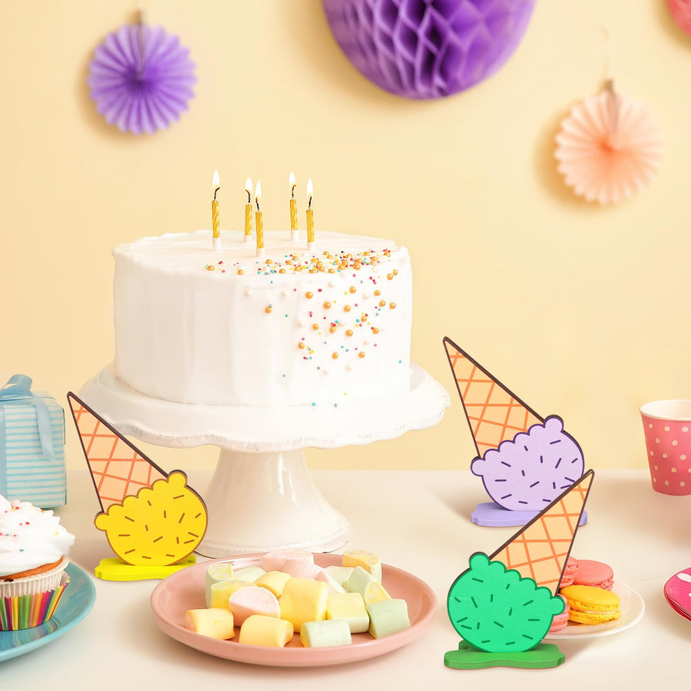 Chunful ice cream sign display designed to create cohesive theme in photos and tables.