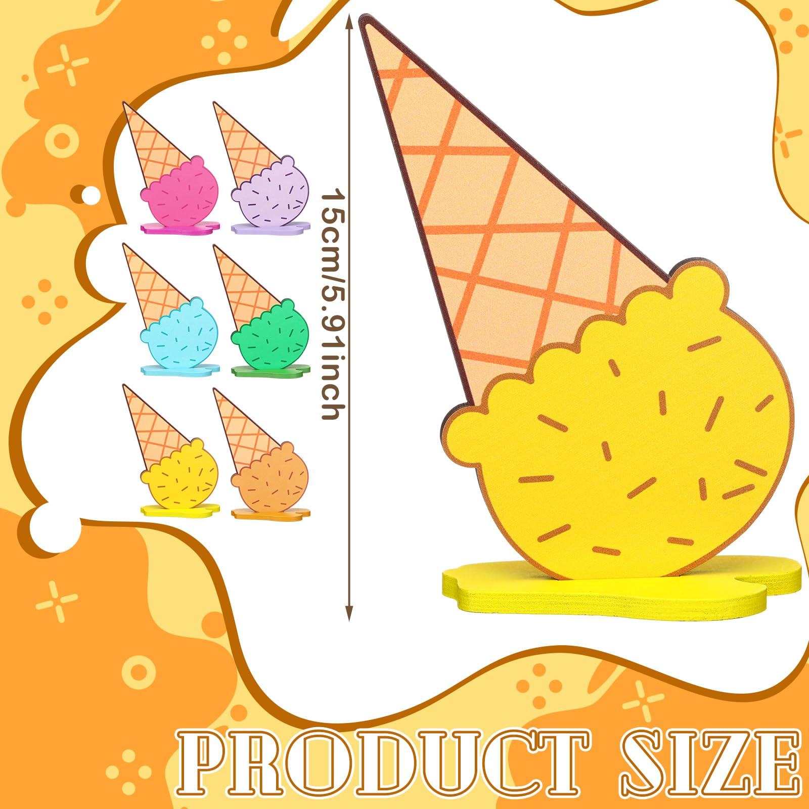 Chunful wooden ice cream sign purple adds playful color to party tables and bars.