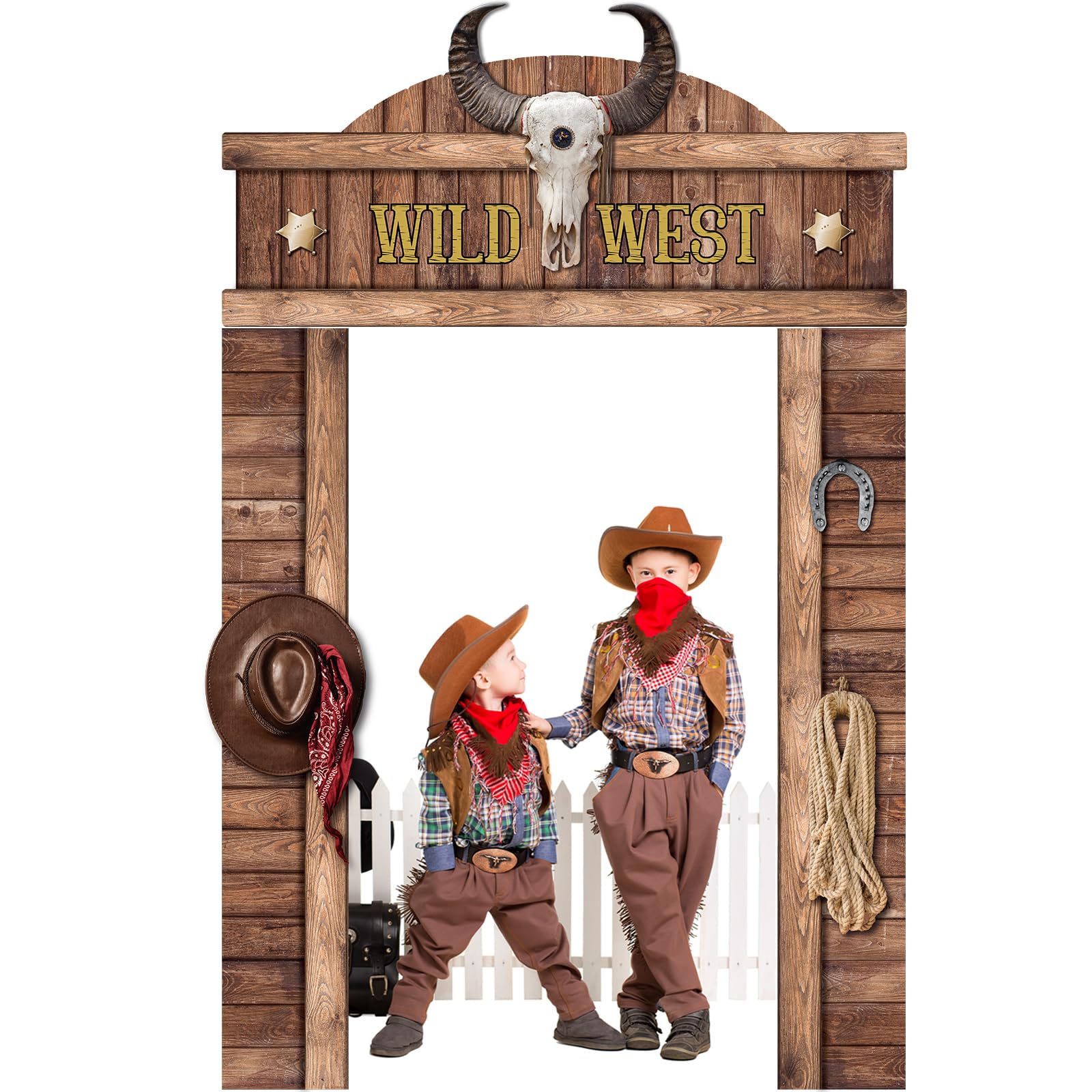 CHUNNIN Cowboy party entrance banner invites guests to the experience.