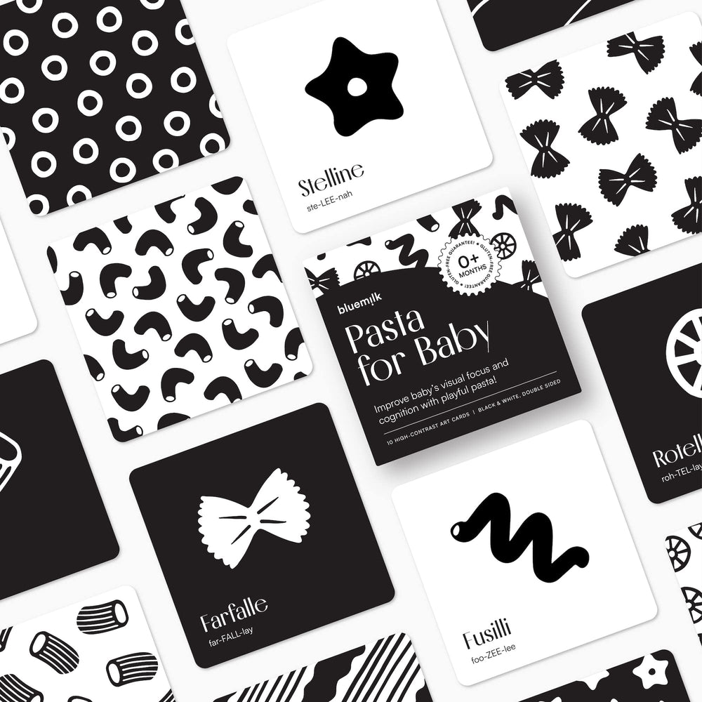 Chunky Deli sensory cards support early visual development with pasta shapes.