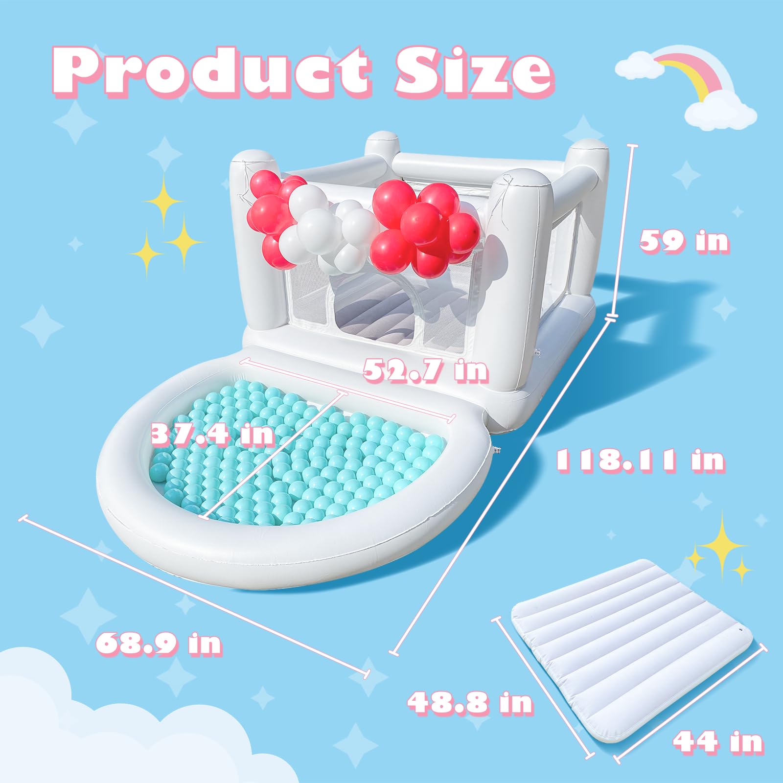 CHUNNIAN White Bounce House ball pit for interactive fun