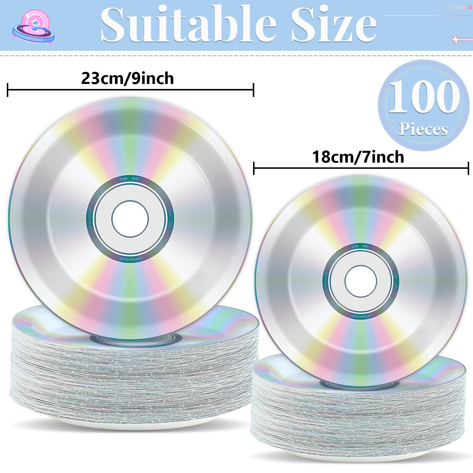 CHUNNIN 7-inch 90s plates, vibrant disc design for nostalgic gatherings.