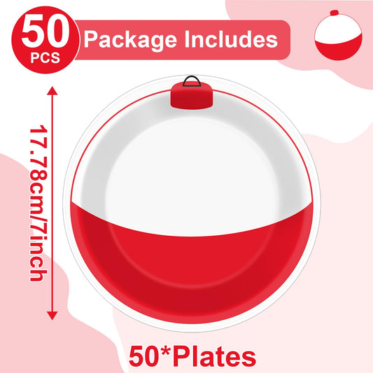 CHUNNIN fishing-themed 7-inch plates ideal for bobber birthday celebrations and disposal.