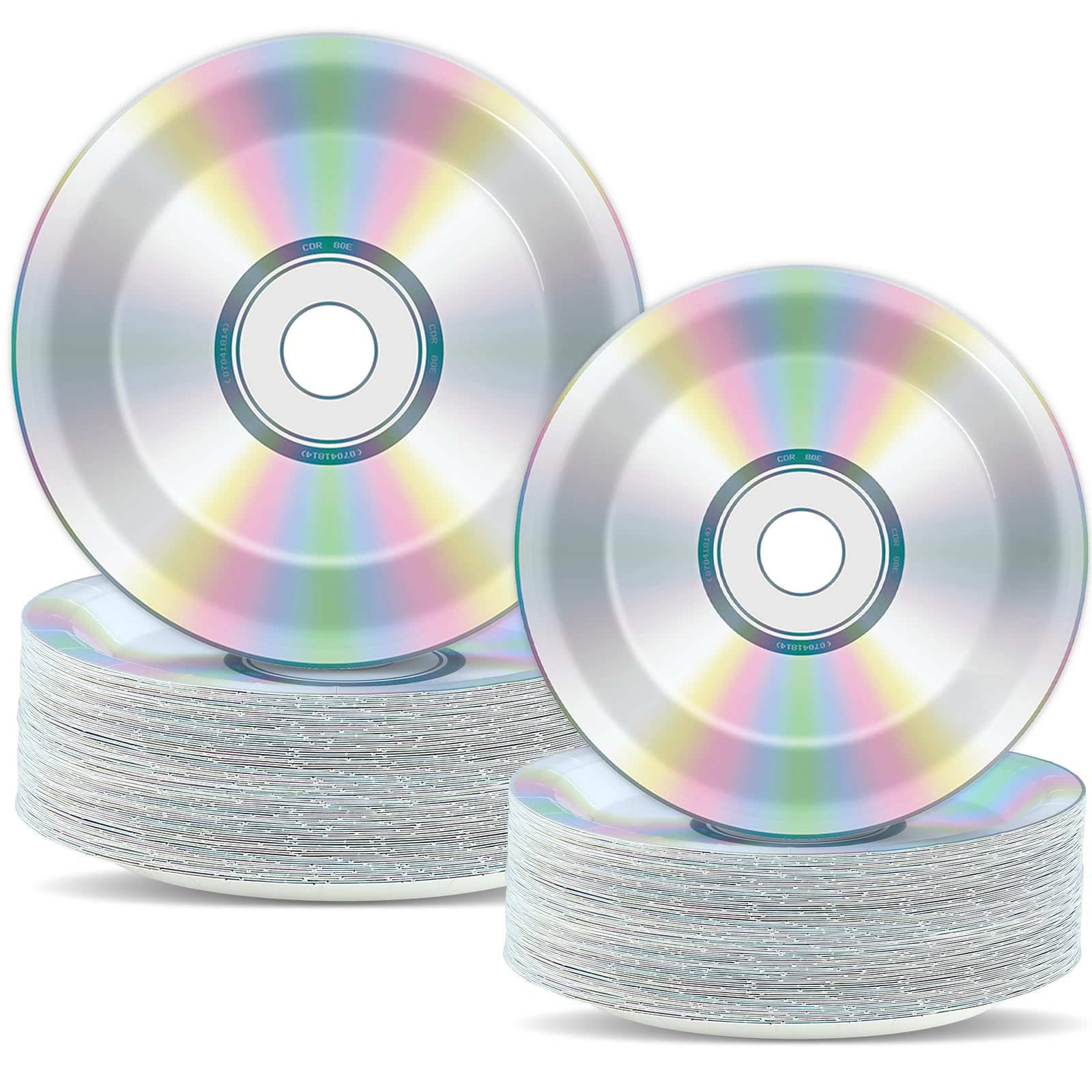 CHUNNIN CD plates 9-inch set, durable and disposable for retro parties.
