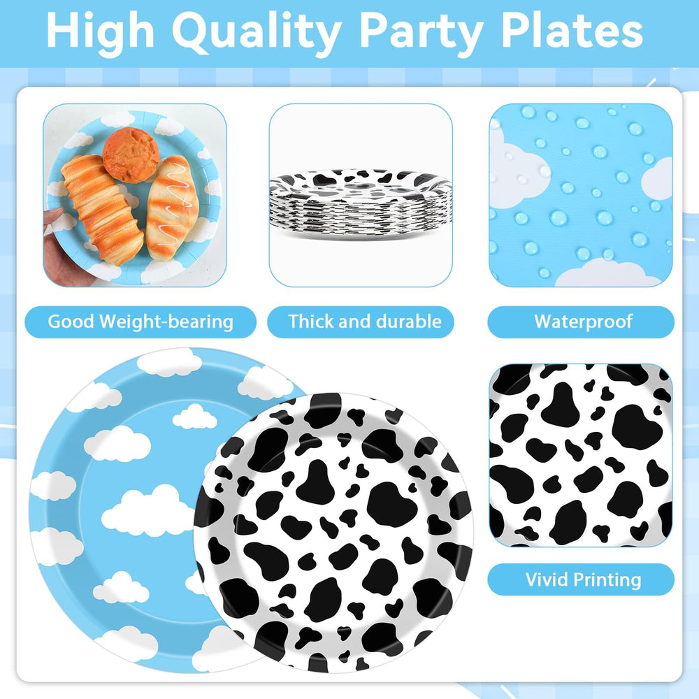CHUNNIN cow print sky blue pattern tableware enhances unique party visuals.
