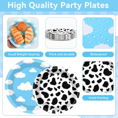 CHUNNIN cow print sky blue pattern tableware enhances unique party visuals.