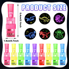 CHUNNIN dinosaur finger light displays bold dinosaur outlines in bright colors.