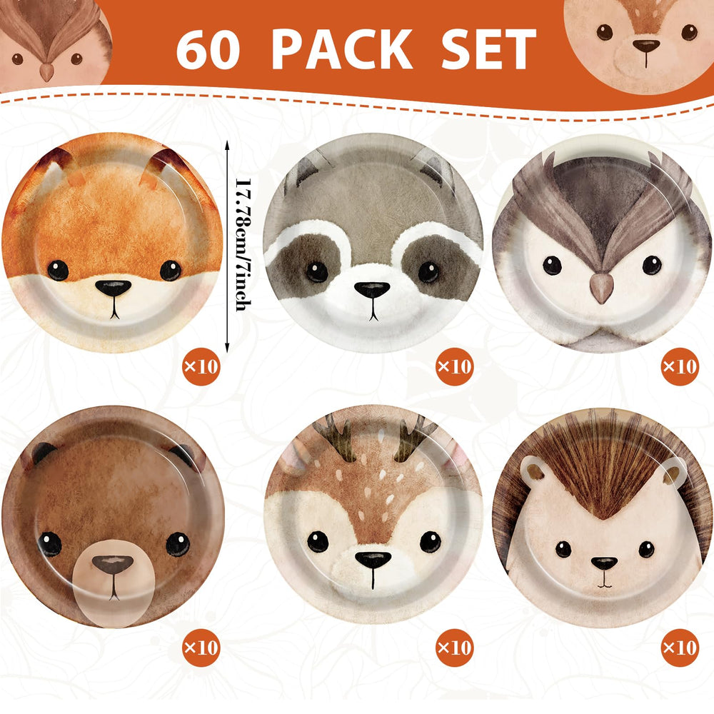 CHUNNIN forest creatures dessert plates showcase durable 7-inch designs for serving guests.