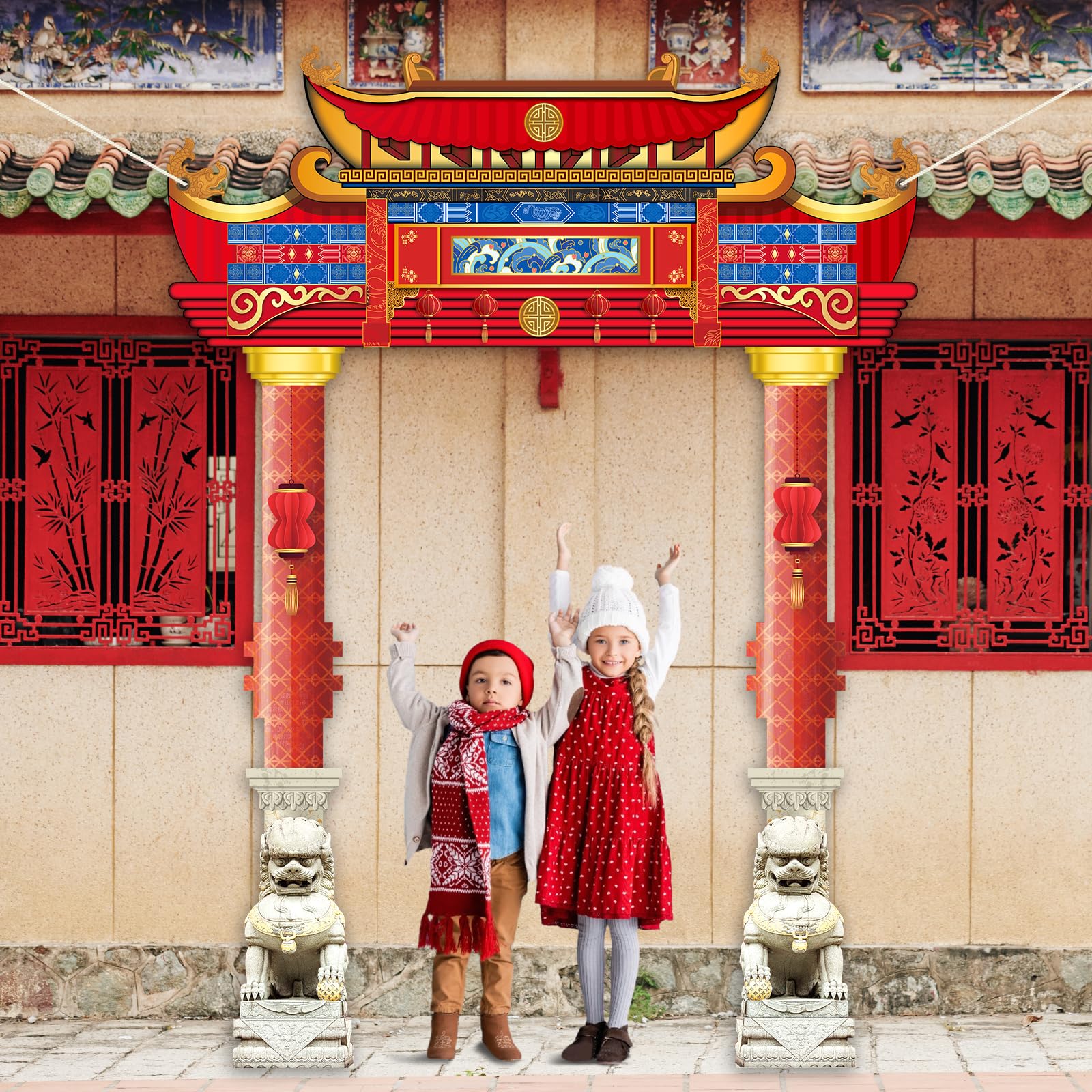 CHUNNIN lunar new year photo booth prop highlights traditional motifs for celebrations.