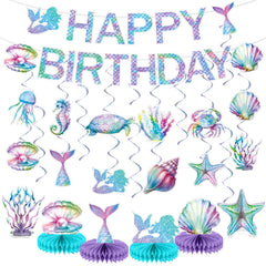 CHUNNIN Mermaid cutouts brighten the birthday party with vivid ocean imagery.