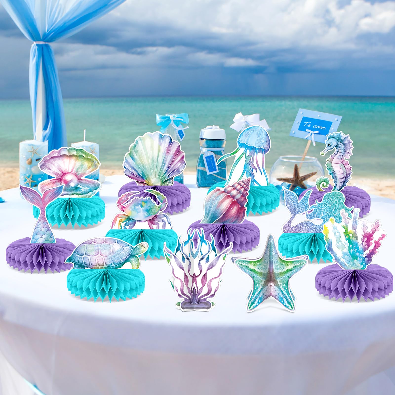 CHUNNIN mermaid-honeycomb-centerpiece-assembled-table showcases instant, stylish table decor.