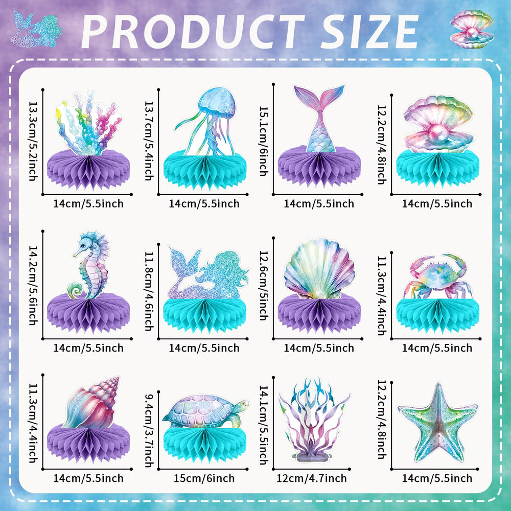 CHUNNIN mermaid-honeycomb-centerpiece-card shows vivid patterns perfect for whimsical table decor.