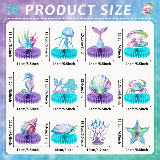 CHUNNIN mermaid-honeycomb-centerpiece-card shows vivid patterns perfect for whimsical table decor.