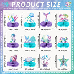 CHUNNIN mermaid-honeycomb-centerpiece-card shows vivid patterns perfect for whimsical table decor.