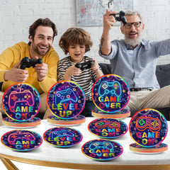 CHUNNIN neon video game 48-pack plate set for easy party setup.