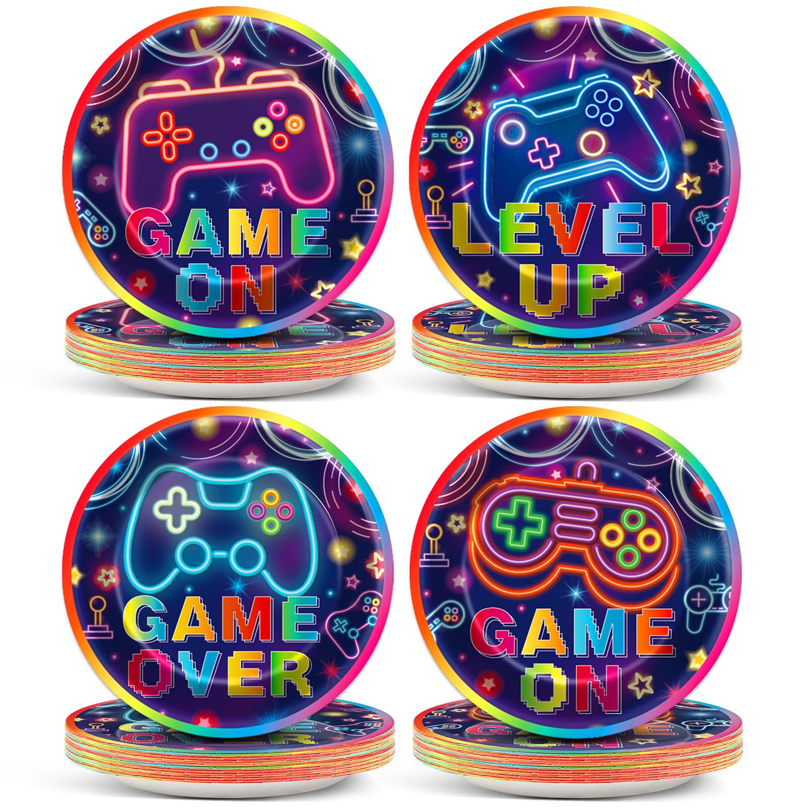 CHUNNIN neon video game plate featuring a controller design for a gamer party.
