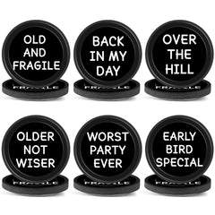 CHUNNIN old-man birthday plates set with six humorous quotes for adult party fun.