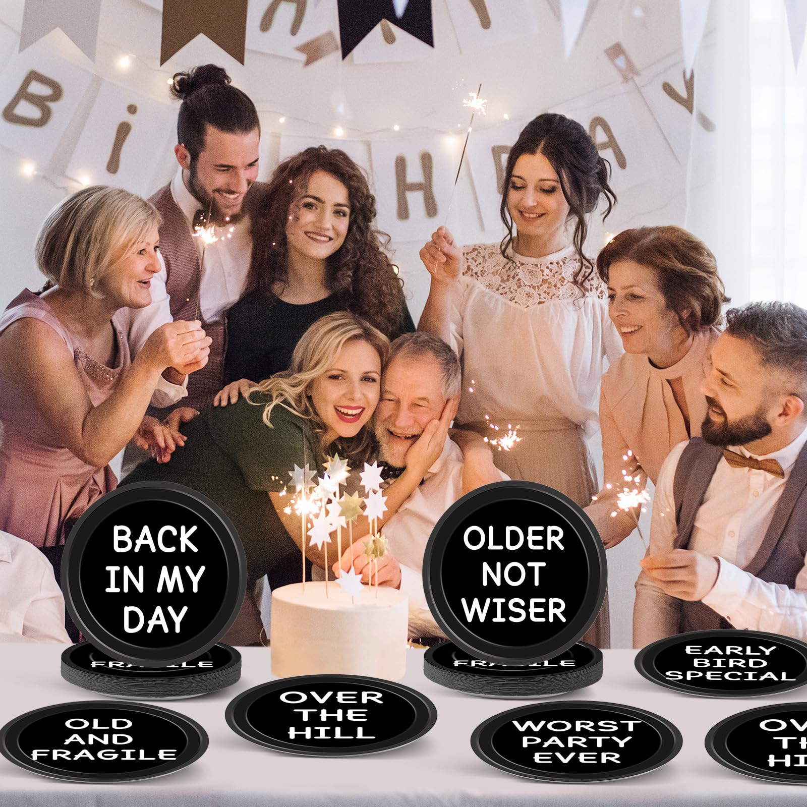 CHUNNIN older-not-wiser-plates deliver lighthearted humor that eases party vibes.