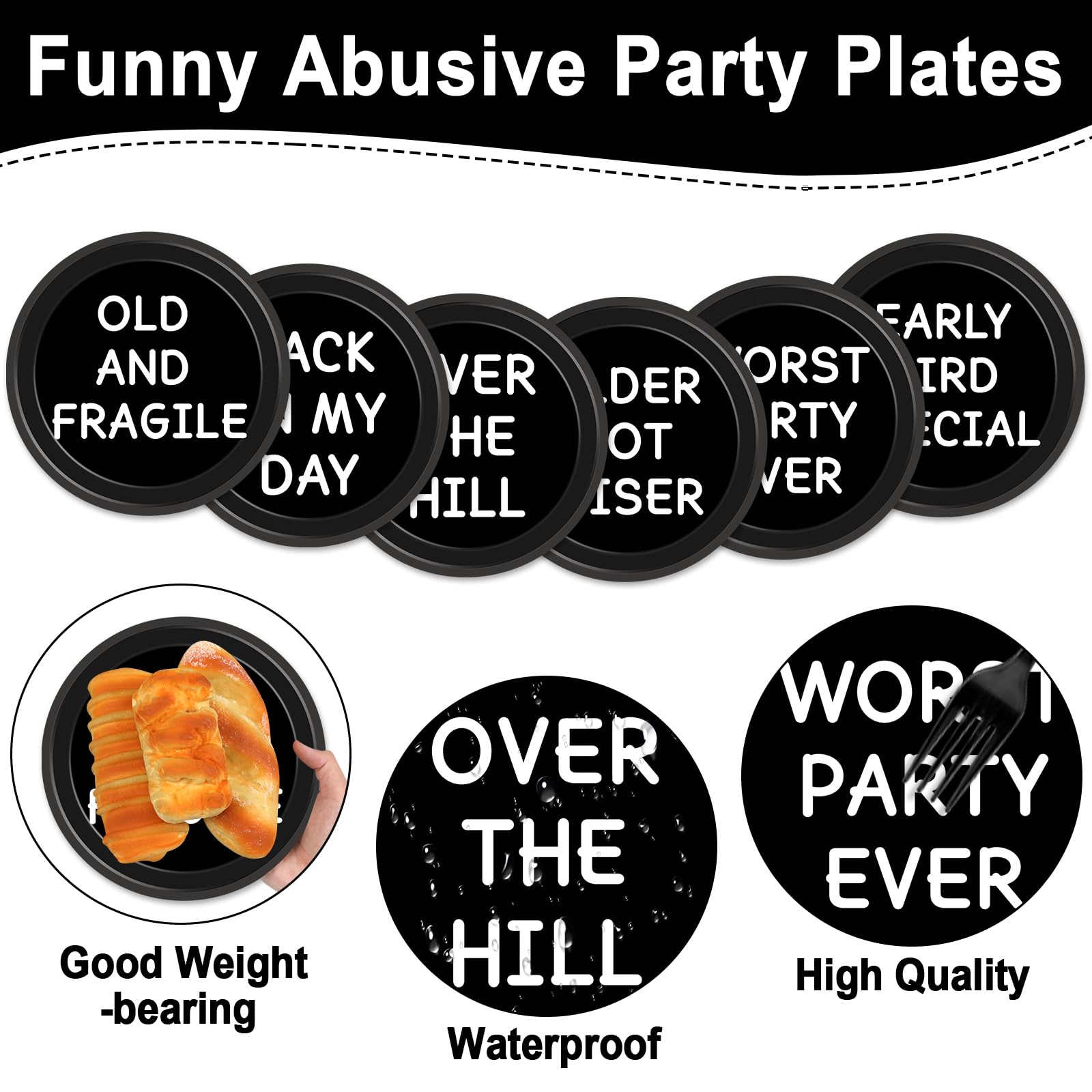 CHUNNIN over-the-hill-designs-plates add playful flair to milestone birthday gatherings.