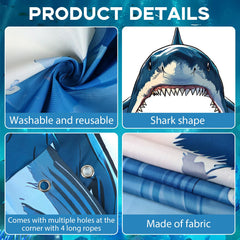 CHUNNIN shark banner close-up teeth emphasizes a fierce, playful vibe.