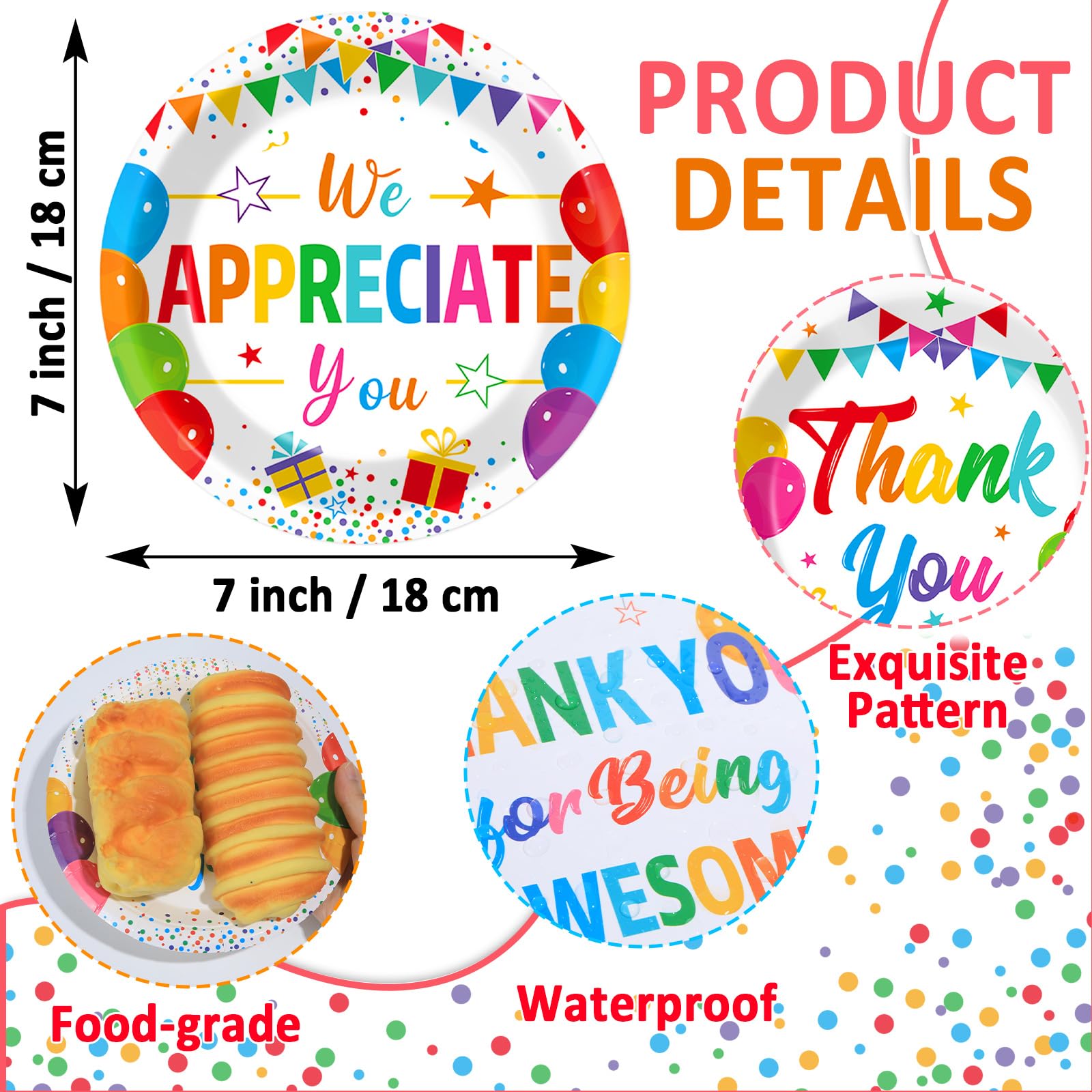 CHUNNIN Thank You for All You Do plates on black backdrop with balloons.