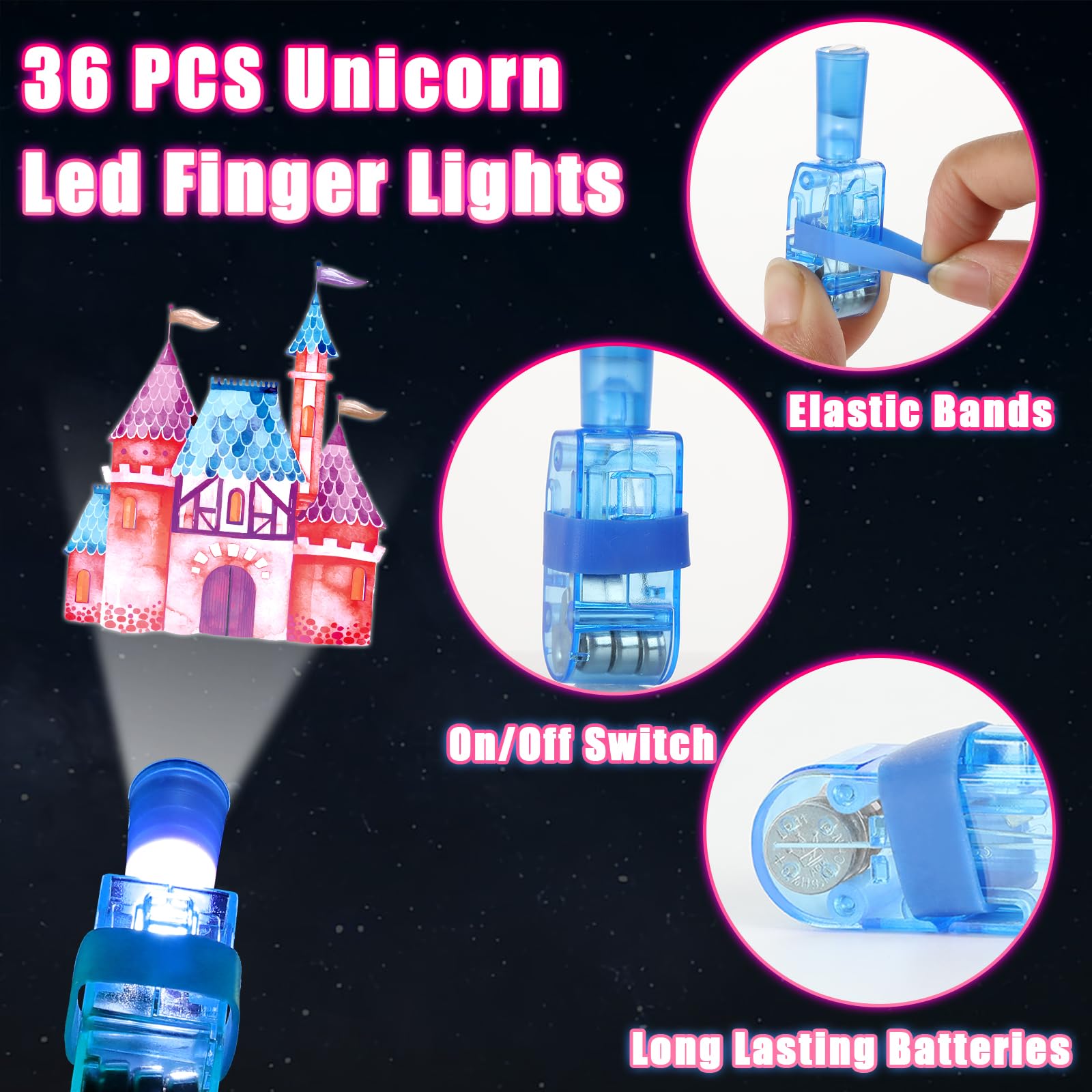 CHUNNIN Unicorn Finger Light built from durable plastic for party use