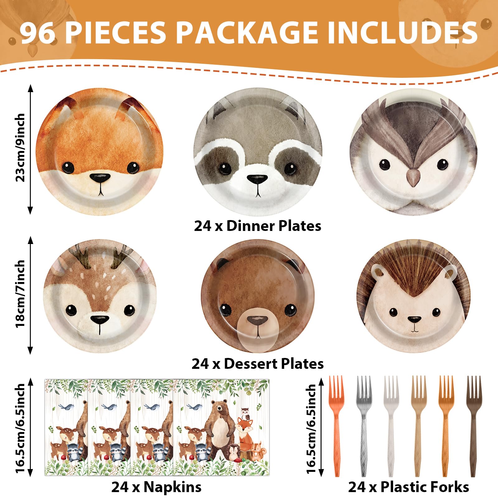 CHUNNIN woodland dessert plates in seven inches with additional designs for kids' treats.