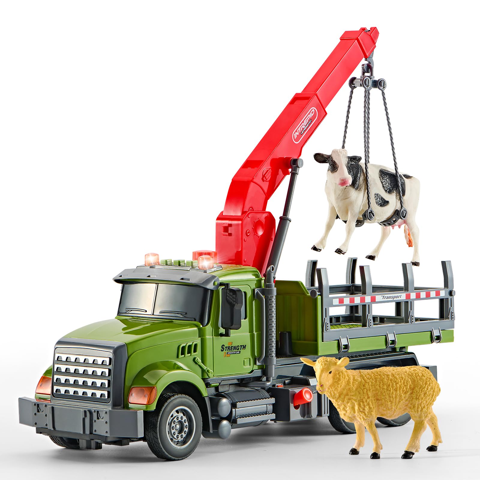 Chyucjl farm truck crane with lights boosts imaginative play.