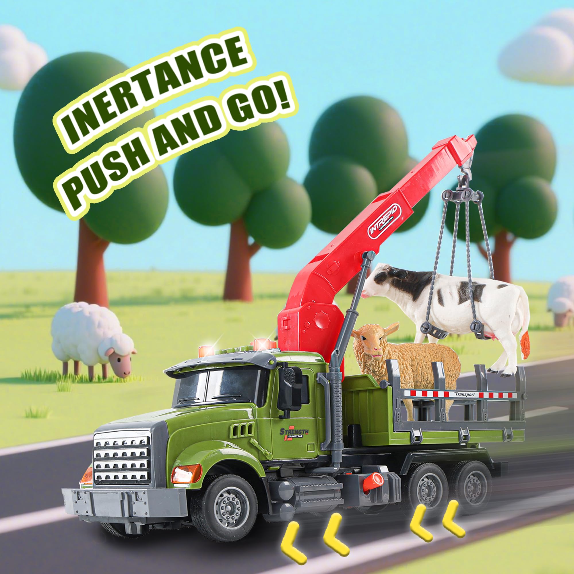 Chyucjl truck features lift-arm action for interactive play.