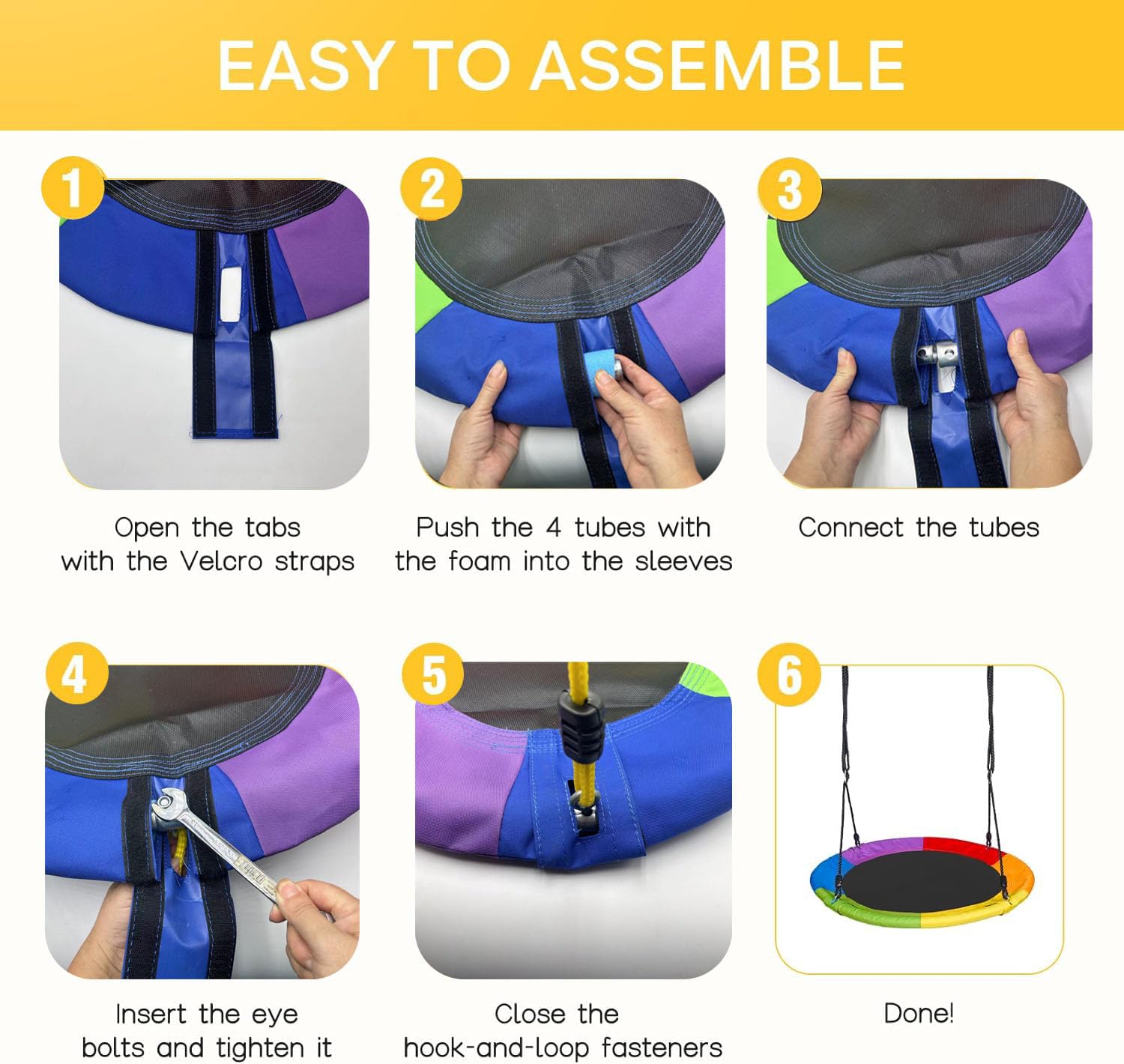Chyxqh easy-setup cover enables quick replacement on 40 inch saucer swings.