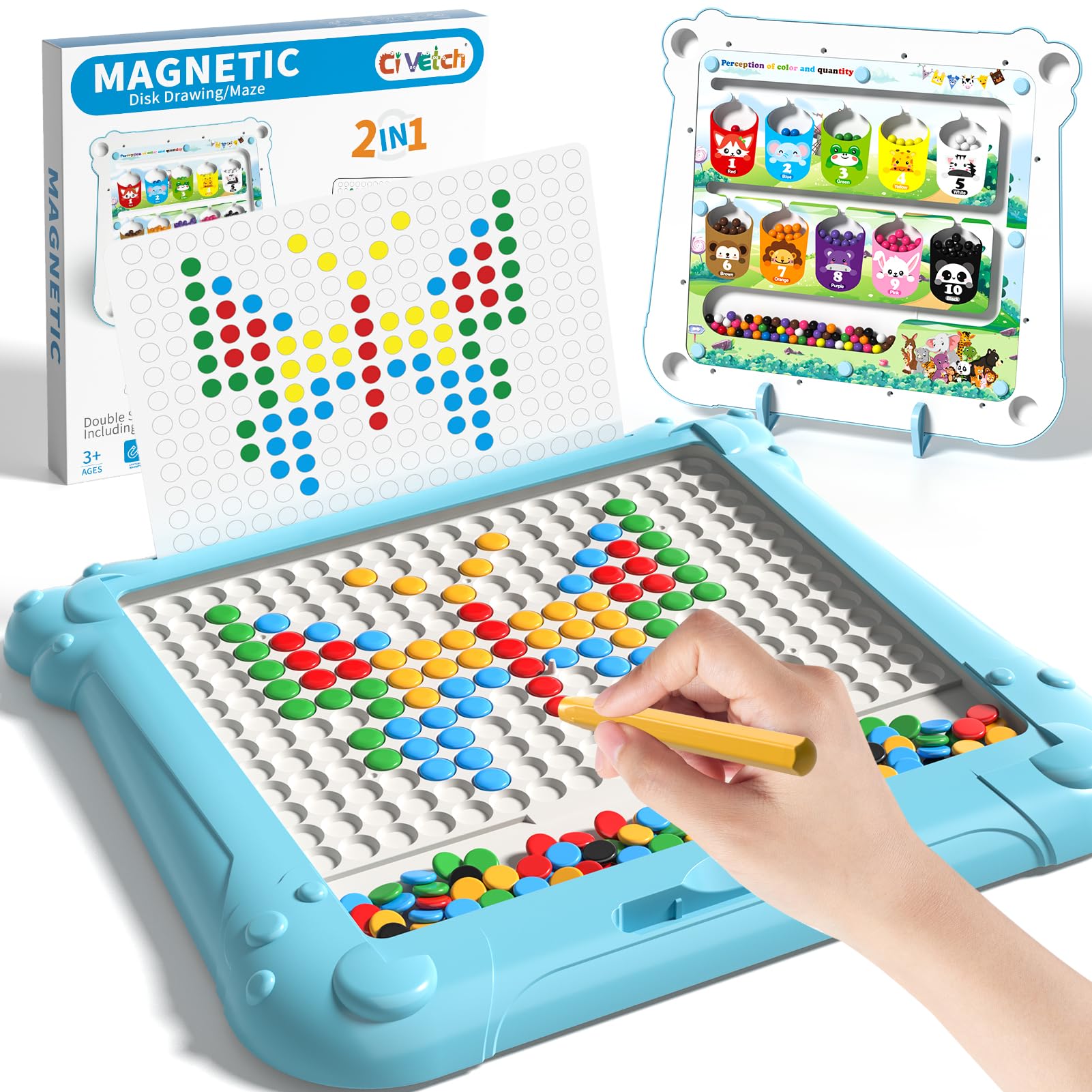 Ci Vetch 2-in-1 color maze board boosts counting and creativity.