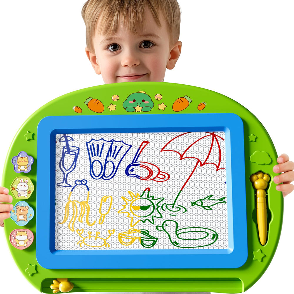 Ci Vetch large magnetic drawing board close-up with pen for mess-free doodling.