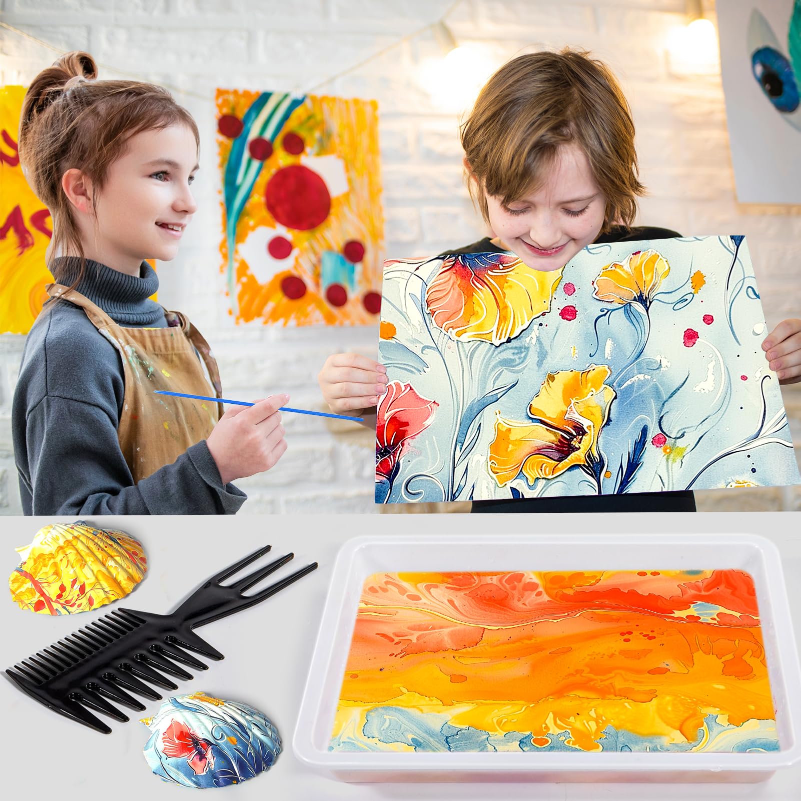 Ci Vetch drawing tools enabling precise marbling and layering effects.