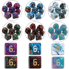 CiaraQ polyhedral dice close-up with large readable numbers.
