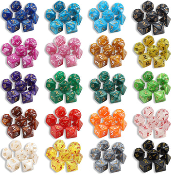 CiaraQ DND dice collection showing 26 seven-die configurations.