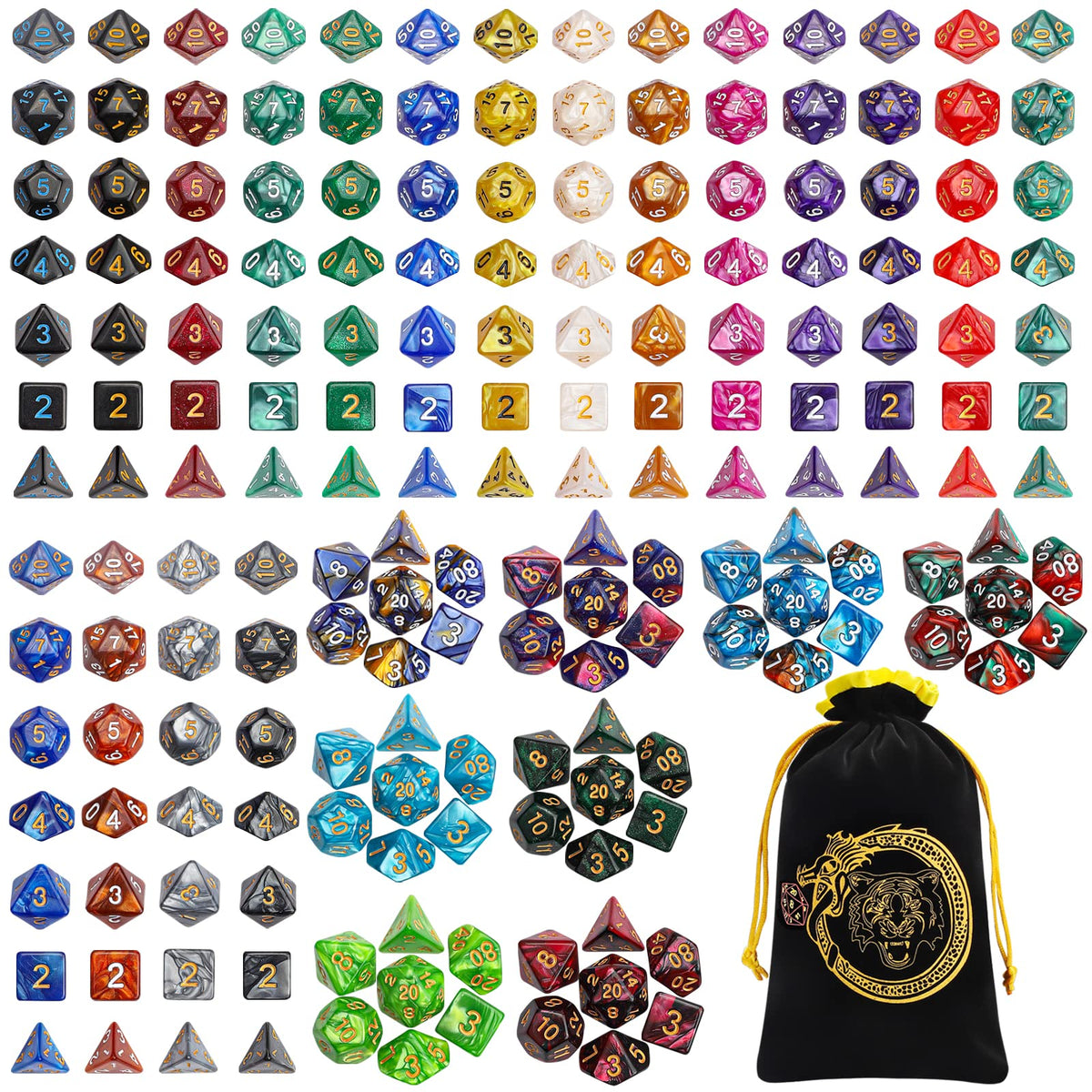 CiaraQ DND dice sets, 182 pieces, ready for varied game scenarios