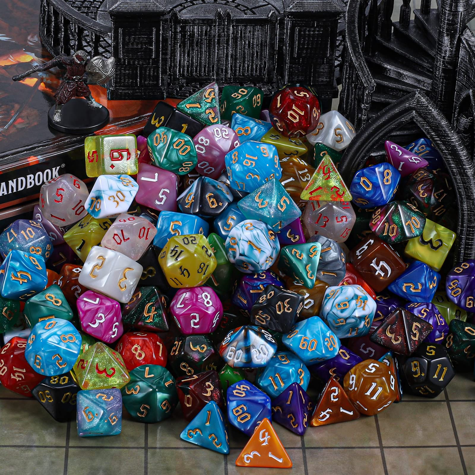 Durable acrylic CiaraQ dice with a pearled finish.