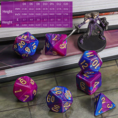 CiaraQ DND polyhedral dice set with D10 00-90: percentile-friendly outcomes