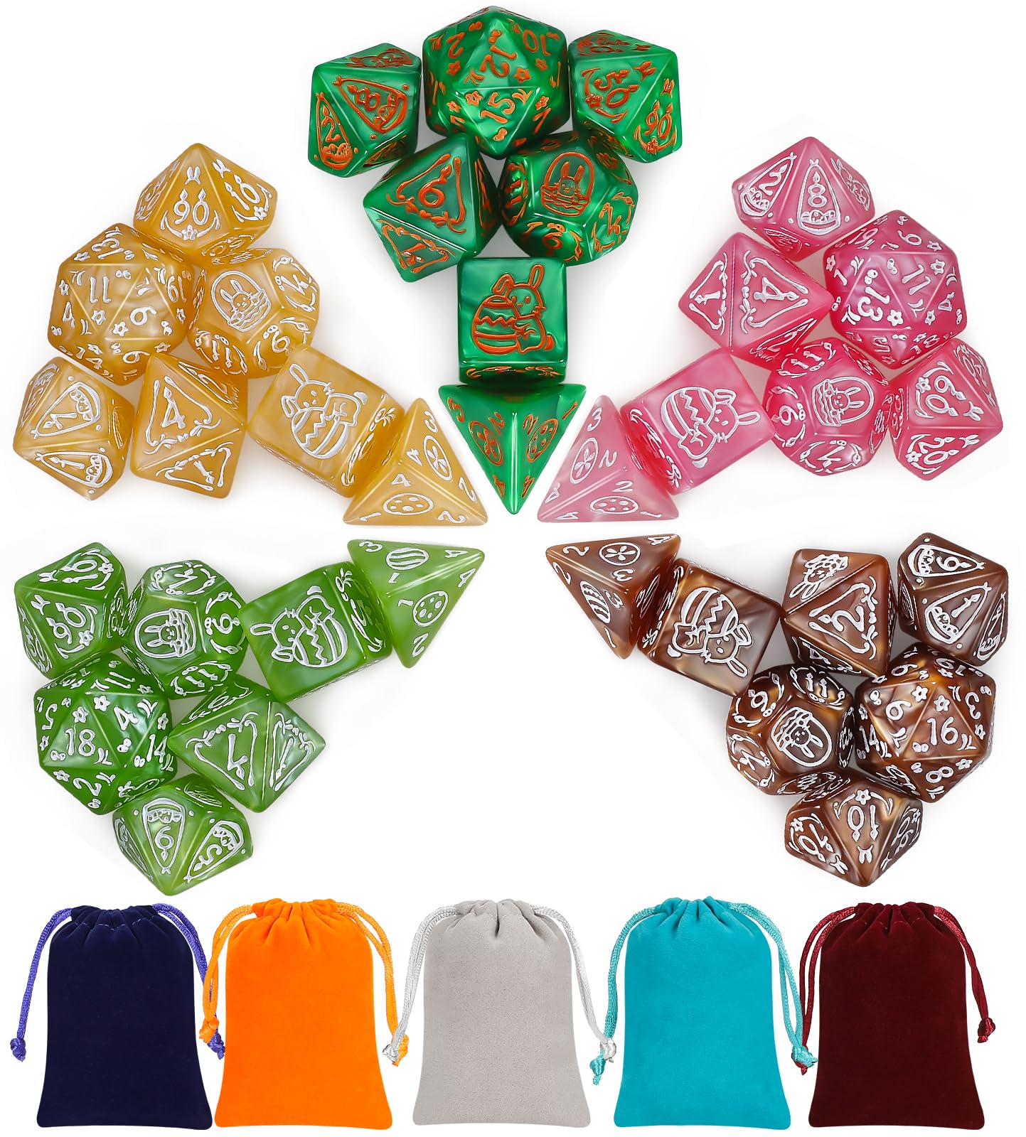 CiaraQ polyhedral dice set with d20 focus for epic D&D sessions