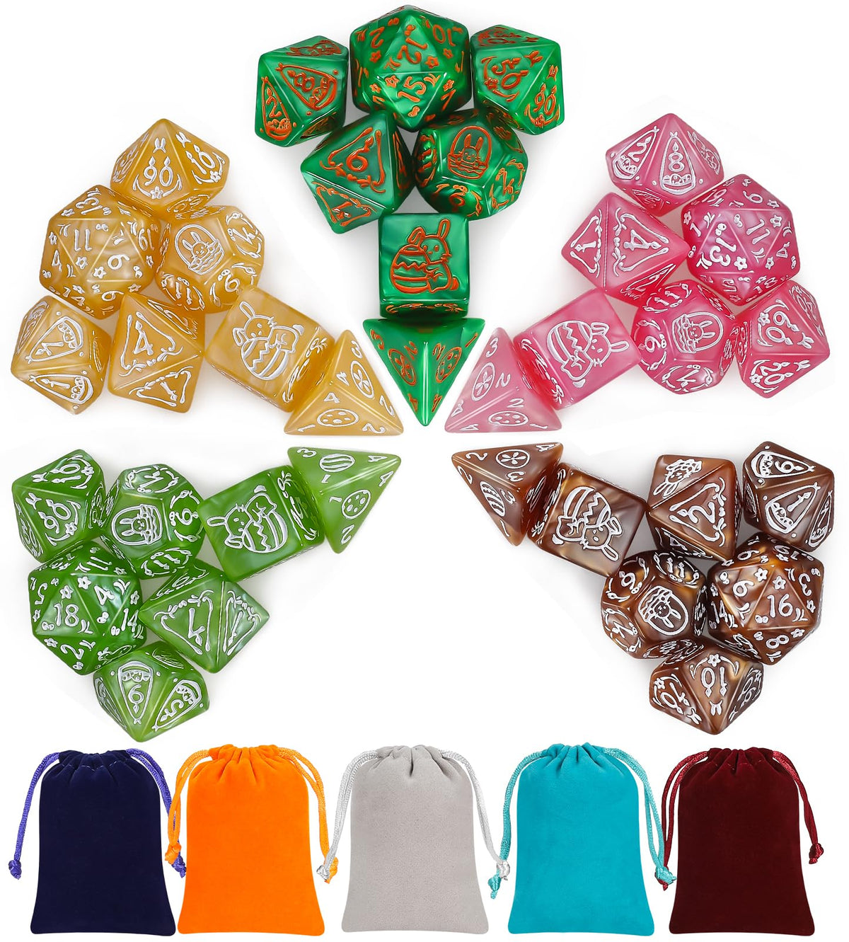 CiaraQ polyhedral dice set with d20 focus for epic D&D sessions