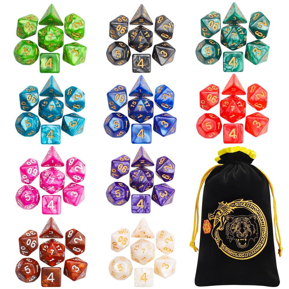 CiaraQ polyhedral d4 dice with gold numerals for quick readability.