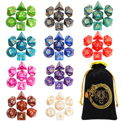 CiaraQ polyhedral d4 dice with gold numerals for quick readability.