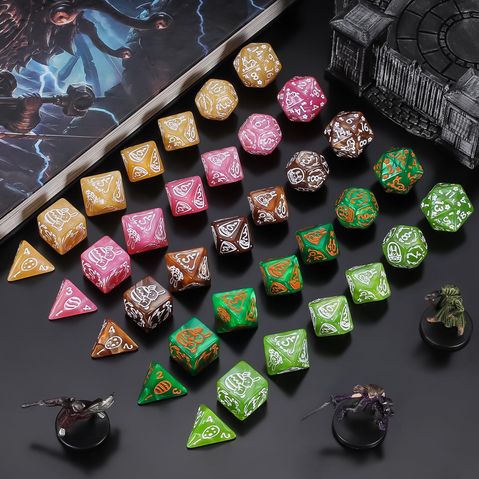 CiaraQ polyhedral dice set with d% focus for precise percentile checks