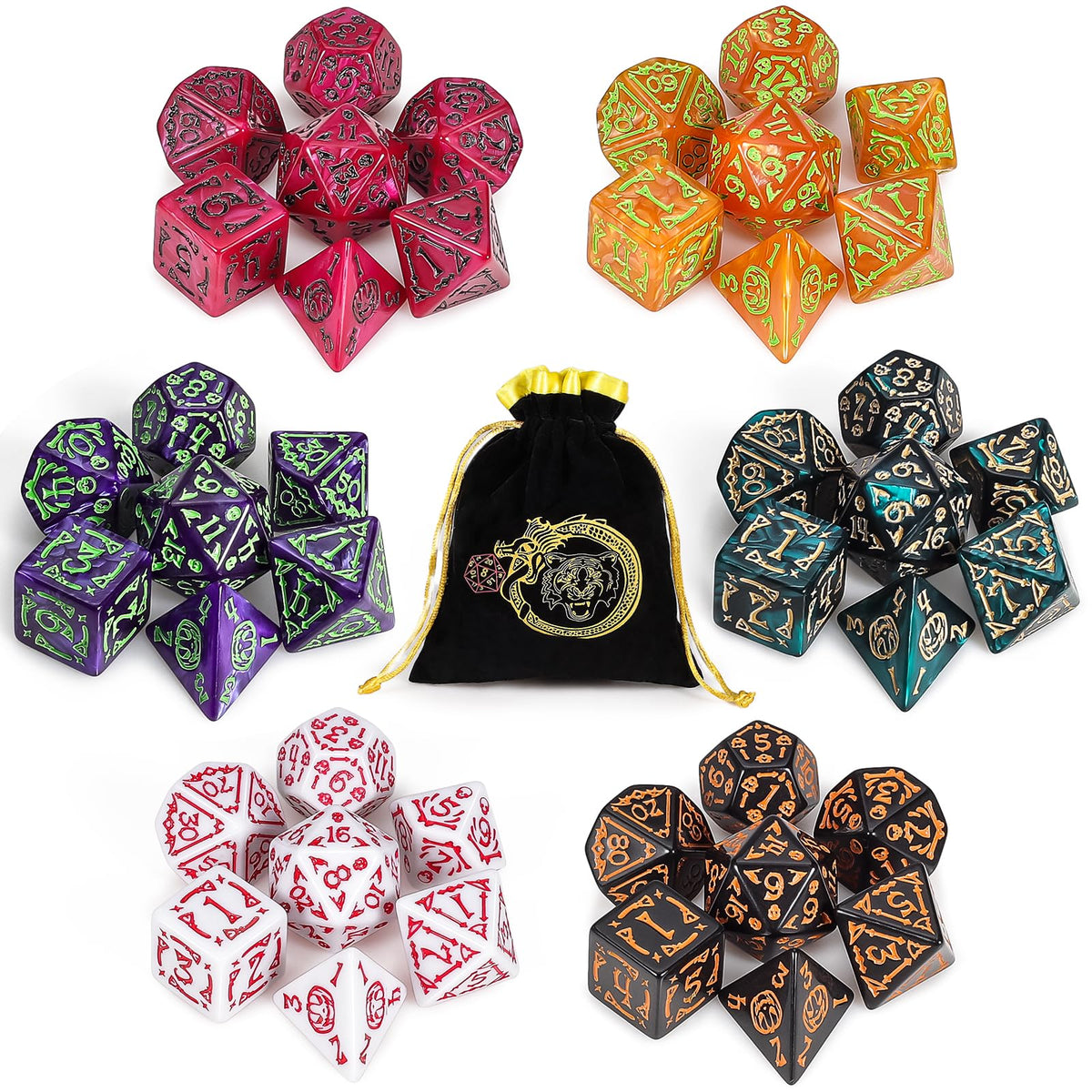 CiaraQ Halloween polyhedral dice set with D20 for immersive gameplay.