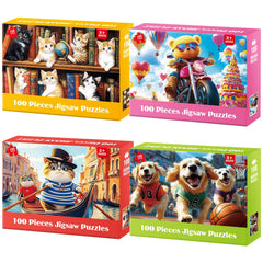 Ciavotie 4-pack kittens on the bookshelf puzzle; promotes focus and patience during play