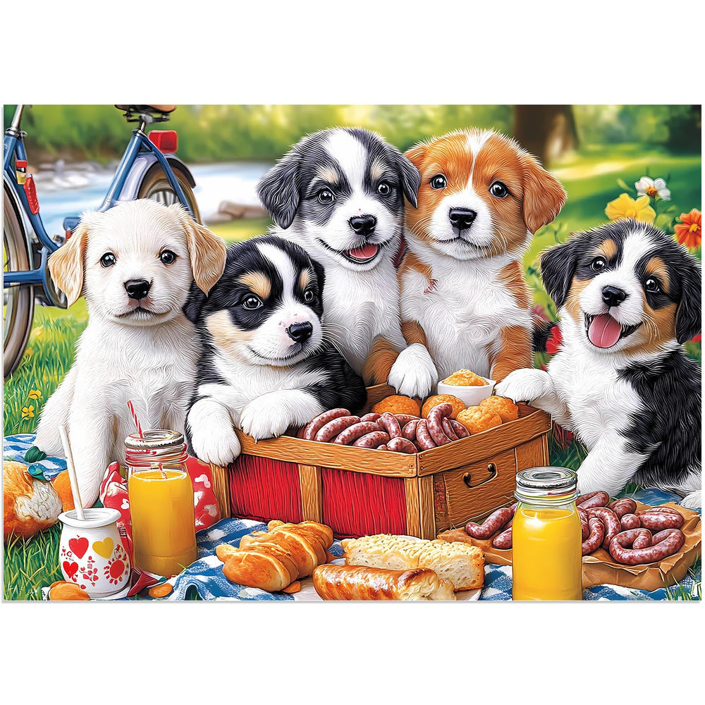 Ciavotie Puppies Picnic 100-piece puzzle for family bonding and brain-boosting play