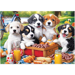 Ciavotie Puppies Picnic 100-piece puzzle for family bonding and brain-boosting play