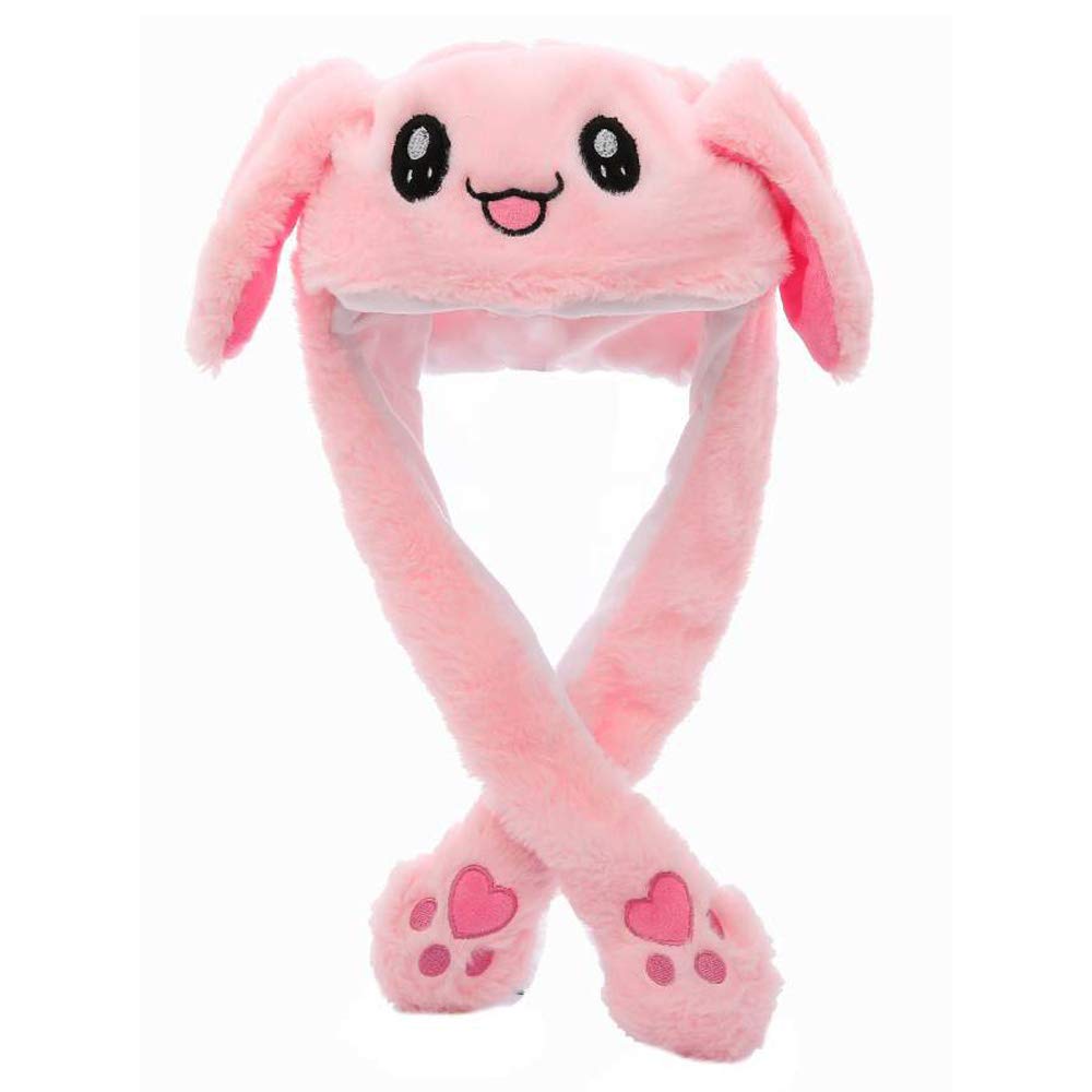 CICITOYWO jumping ear rabbit hat in pink, ideal for playful photos.