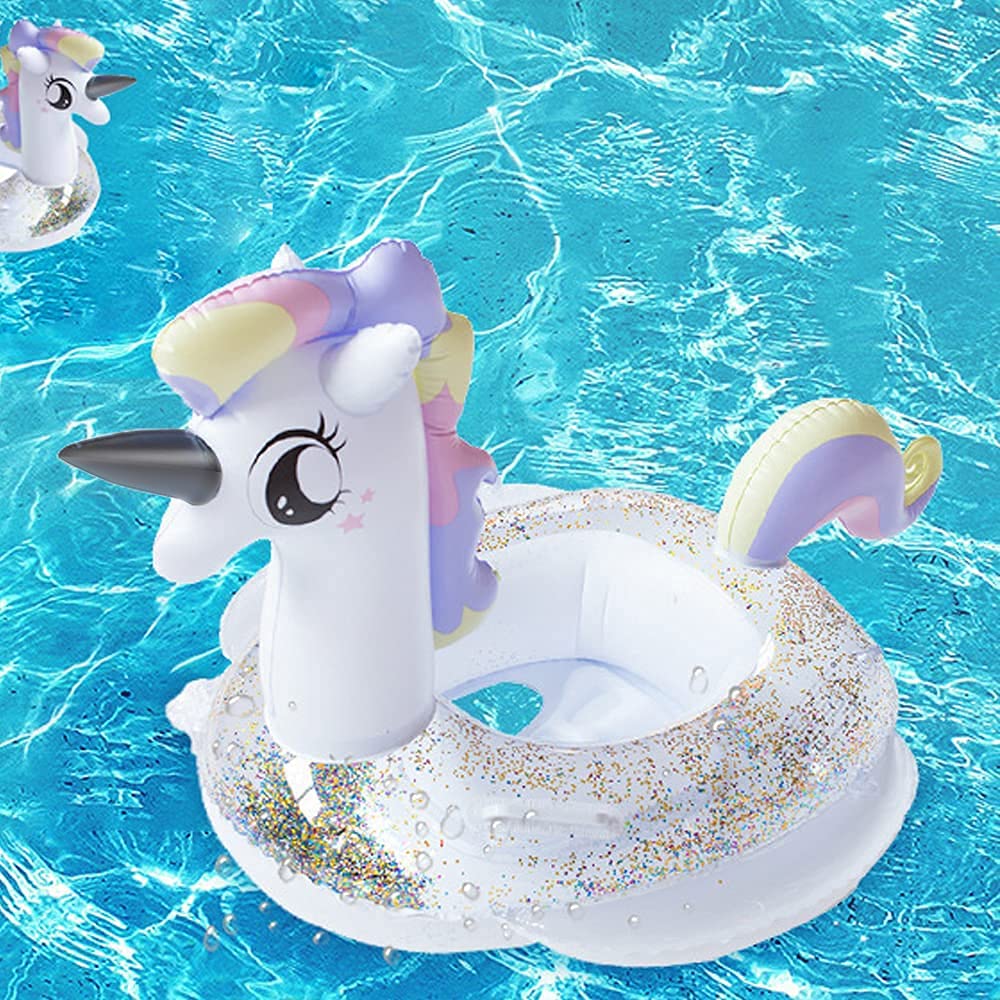 CICITOYWO toddler float with unicorn glitter design for eye-catching pool time.